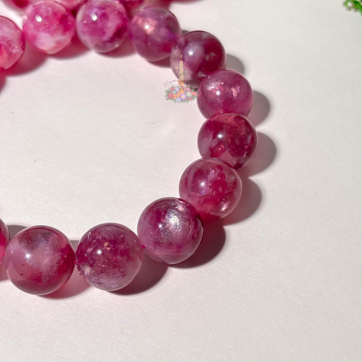 Purple Mica Lepidolite Crystal Stretch Bracelet, Mica in Quartz Crystal Bracelet, Lepidolite Mica in Clear Quartz Bracelet, 13mm