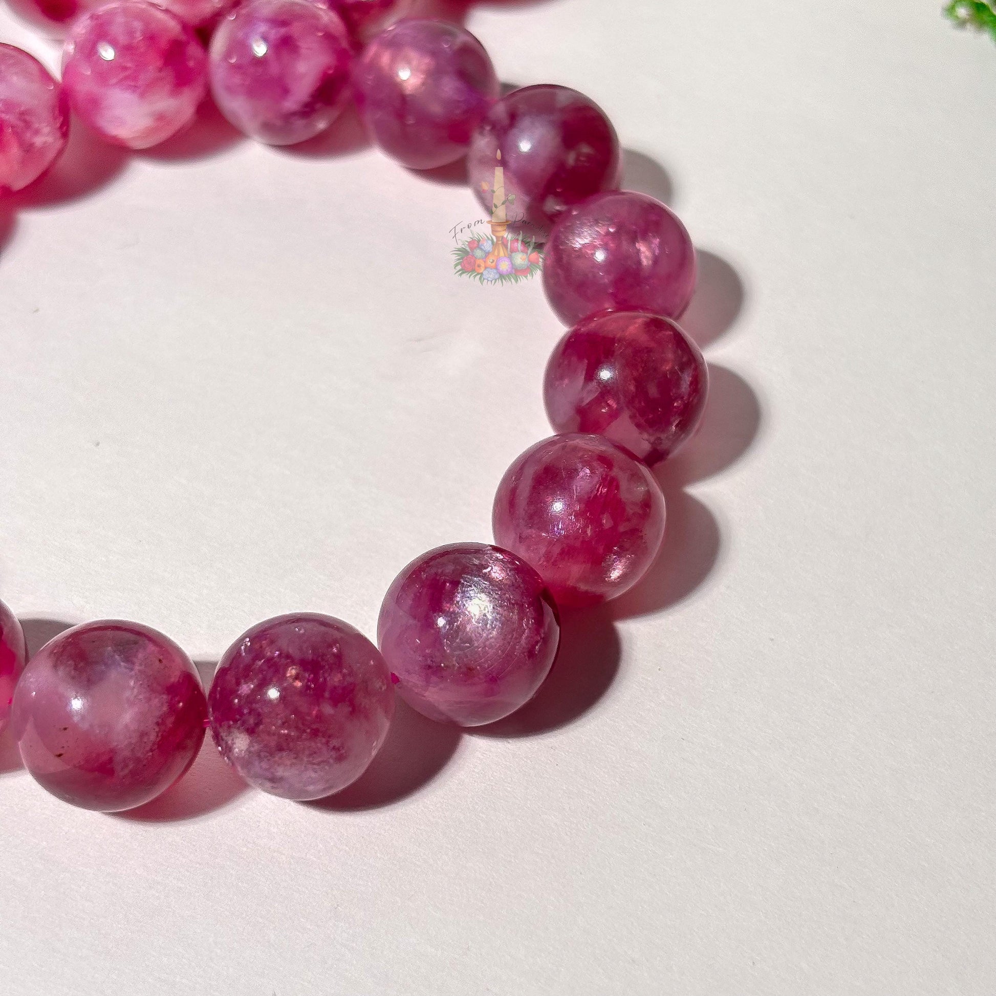 Purple Mica Lepidolite Crystal Stretch Bracelet, Mica in Quartz Crystal Bracelet, Lepidolite Mica in Clear Quartz Bracelet, 13mm