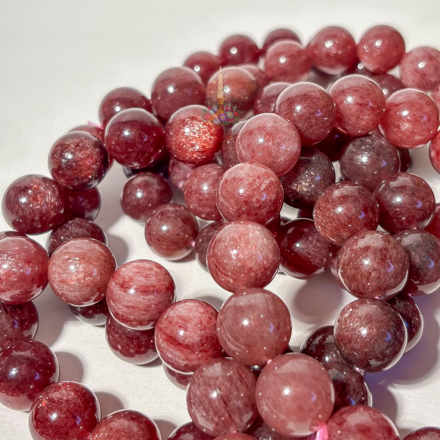 Strawberry Quartz Crystal Stretch Bracelet, Stone for 8mm 9mm 10mm 12