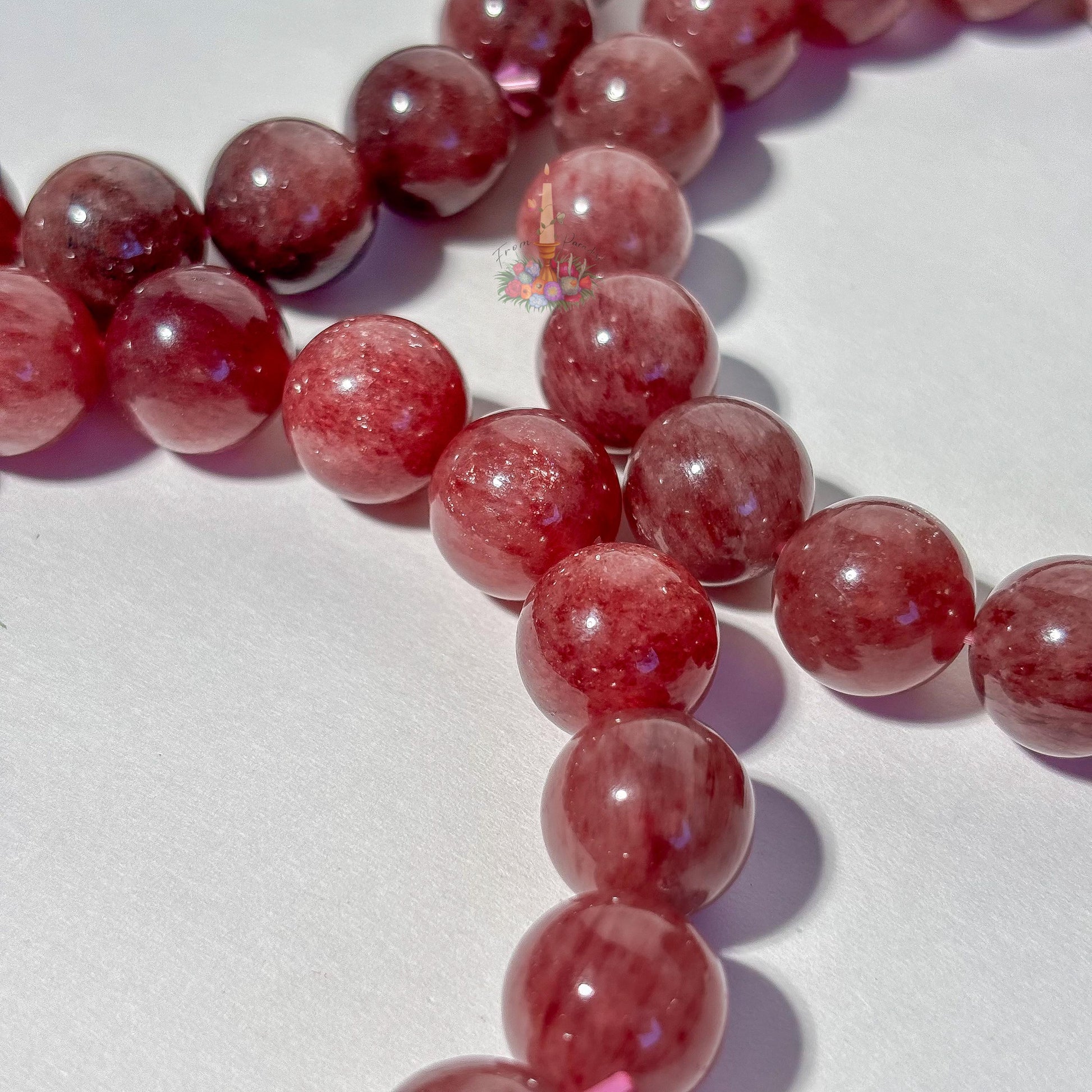 Strawberry Quartz Crystal Stretch Bracelet, Stone for 8mm 9mm 10mm 12