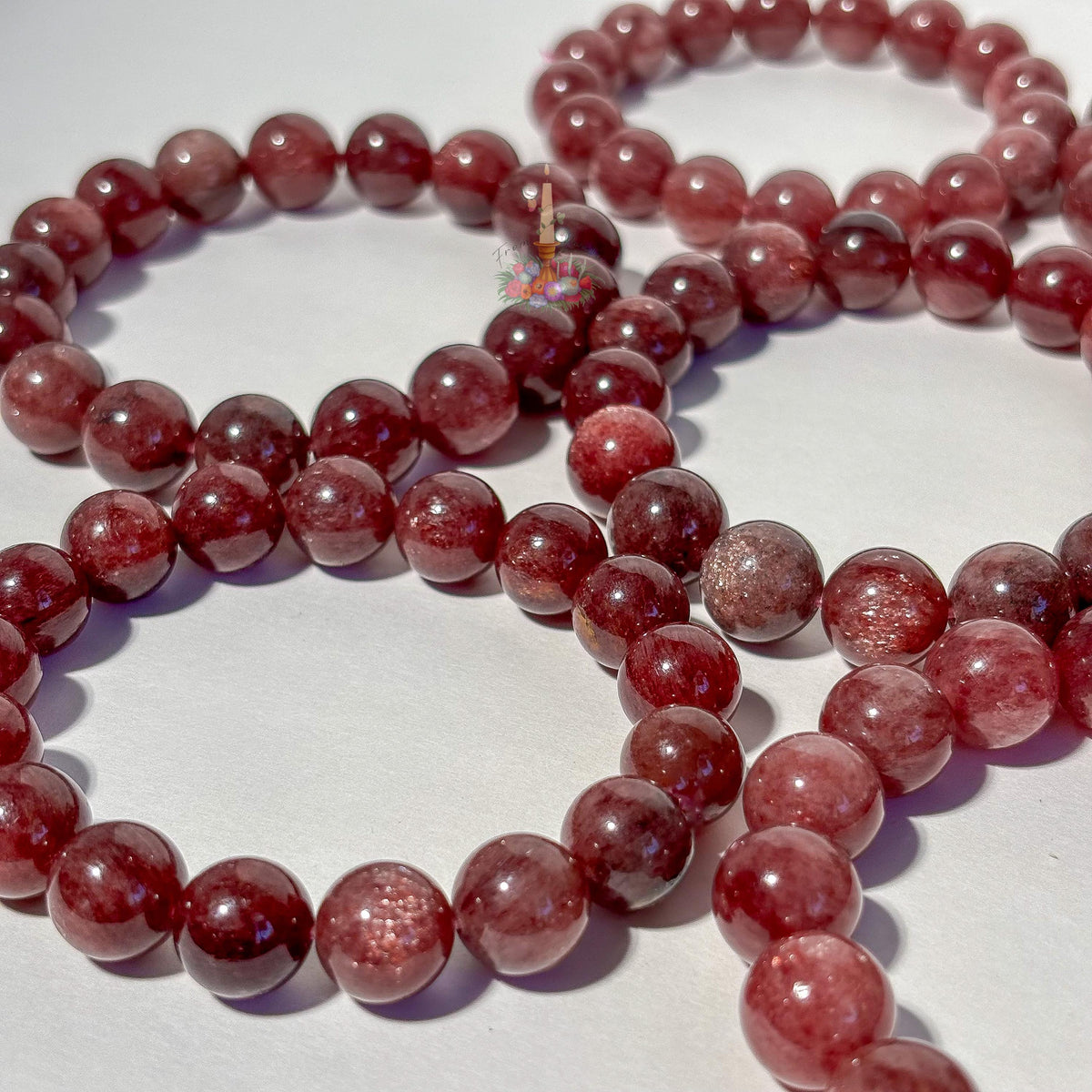 Strawberry Quartz Crystal Stretch Bracelet, Stone for 8mm 9mm 10mm 12