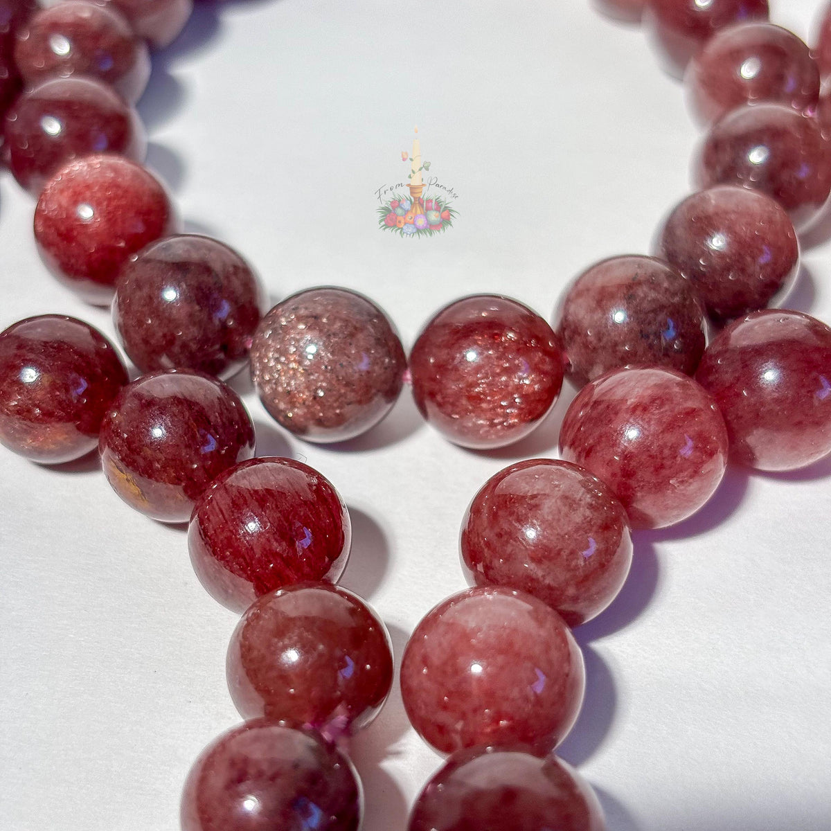 Strawberry Quartz Crystal Stretch Bracelet, Stone for 8mm 9mm 10mm 12