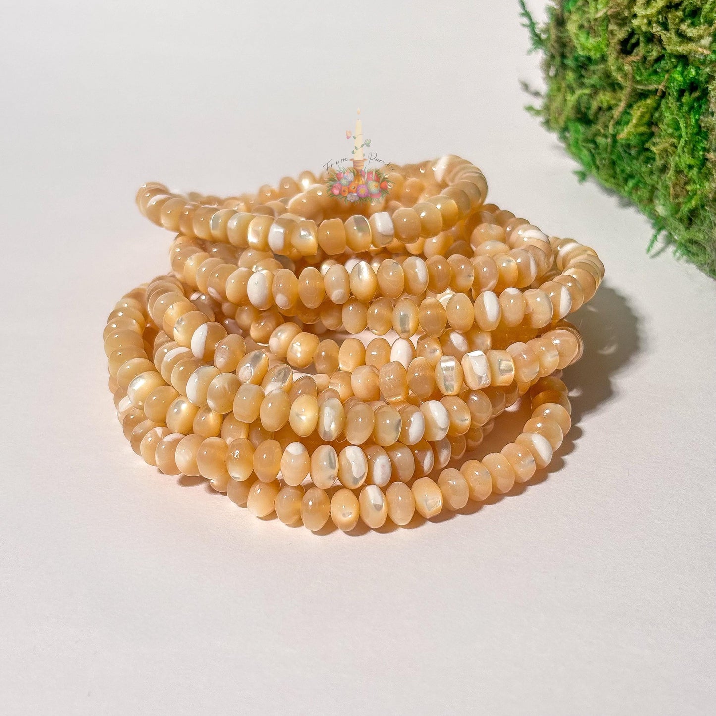 Mother of Pearl Shell Stretch Bracelet, 4.5mm