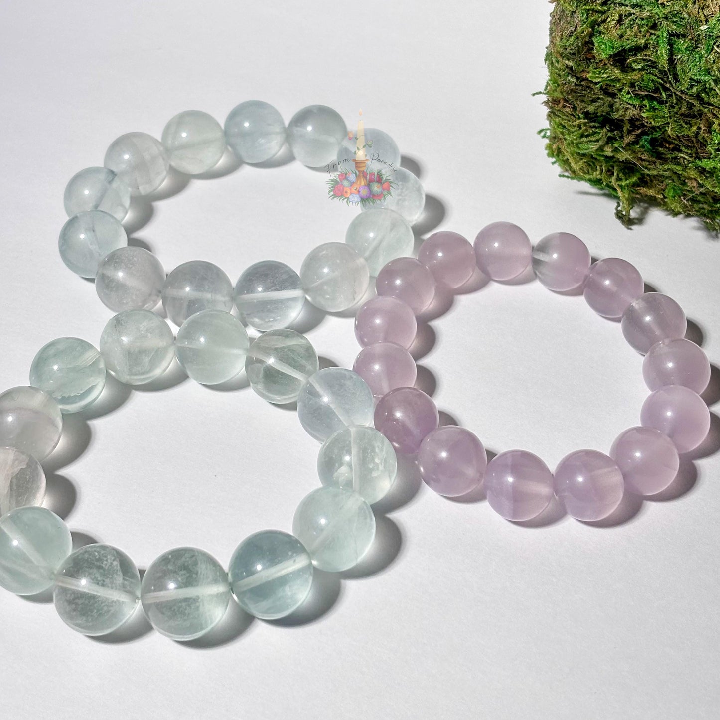Clear Fluorite Crystal Bracelet, Stone for Focus, 13mm 16mm