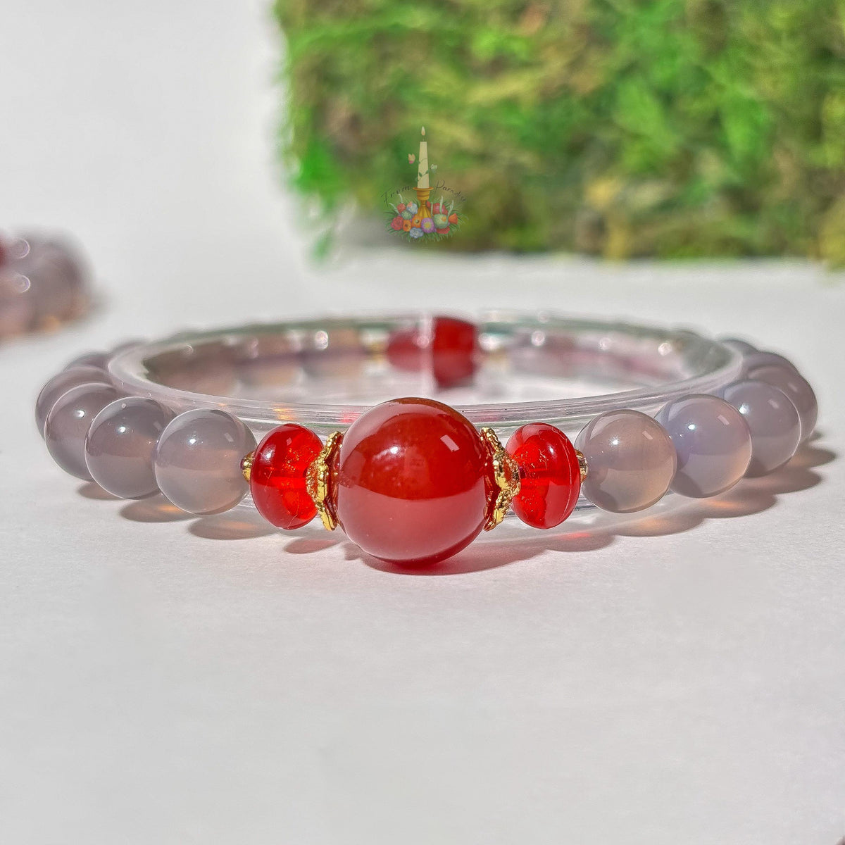 Red Agate Purple Agate Artisan Bracelet