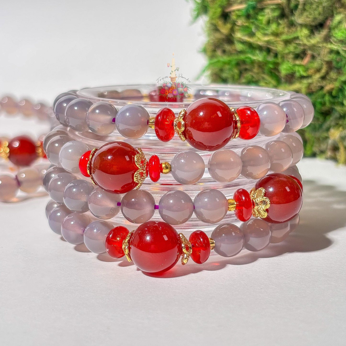 Red Agate Purple Agate Artisan Bracelet