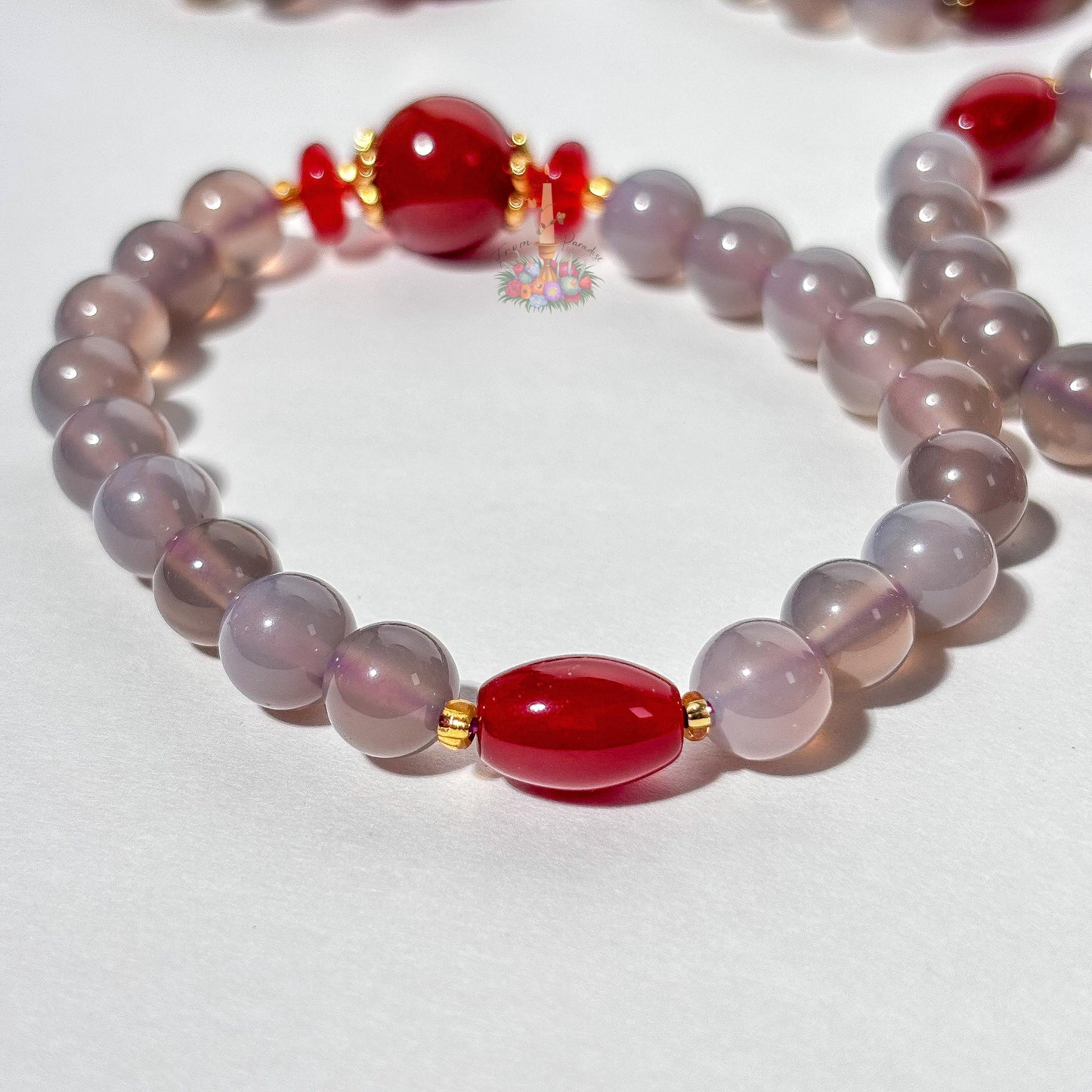 Red Agate Purple Agate Artisan Bracelet