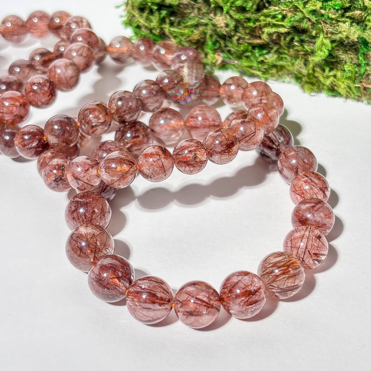 Copper Rutile Quartz Crystal Stretch Bracelet: Stone for Motivation and Energetic Movement