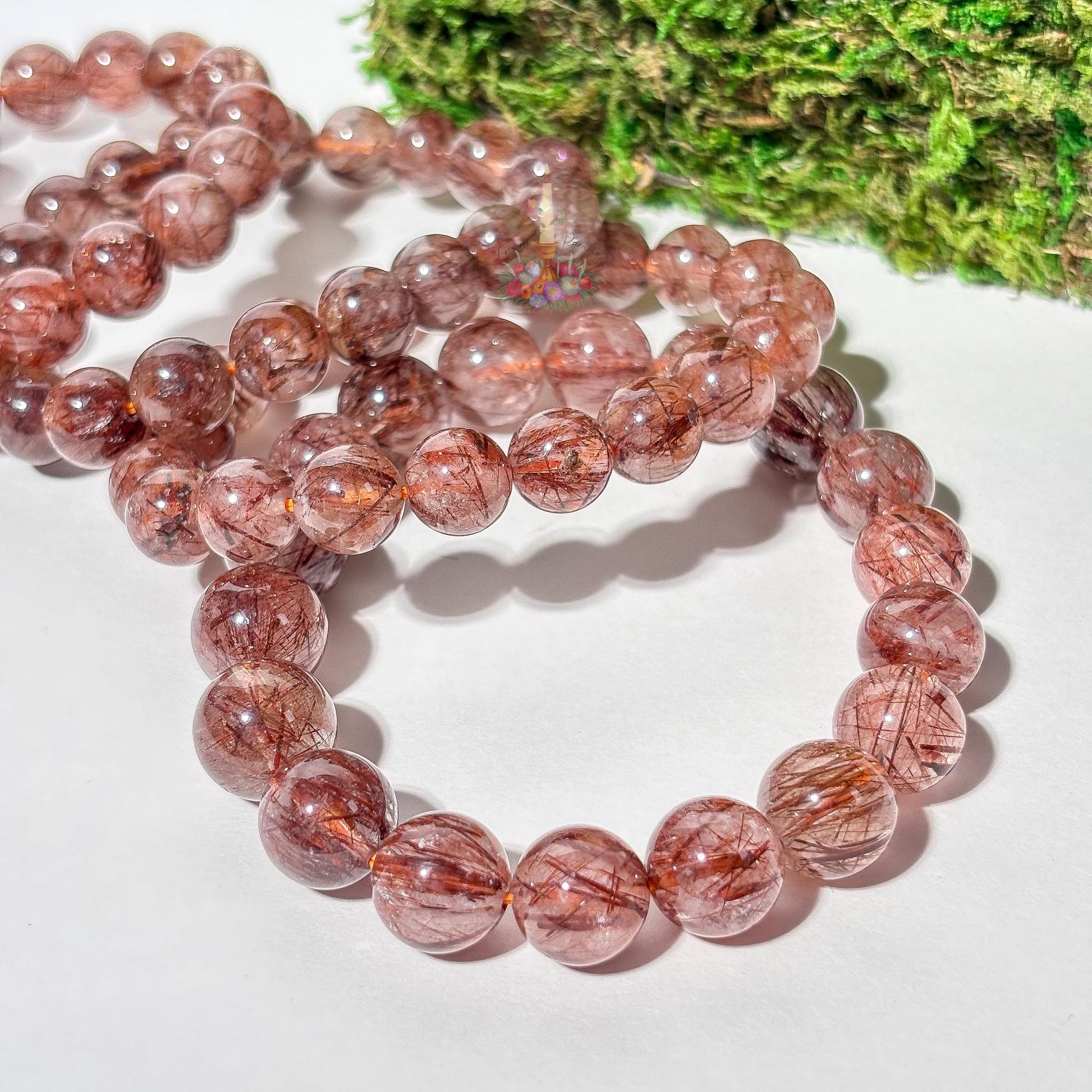 Copper Rutile Quartz Crystal Stretch Bracelet: Stone for Motivation and Energetic Movement