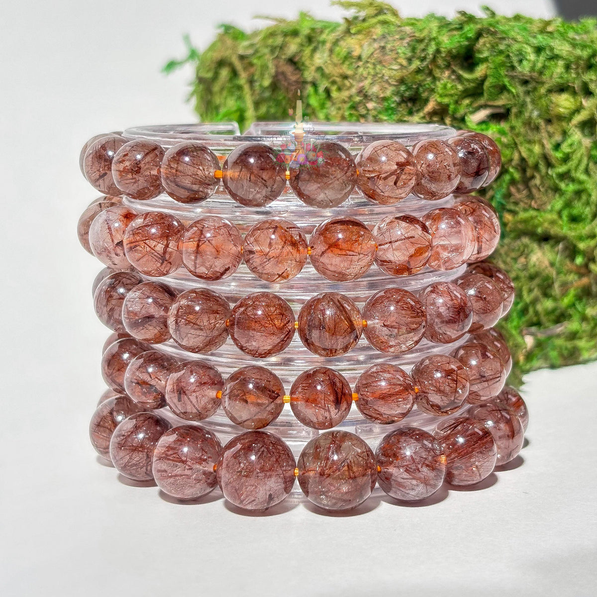 Copper Rutile Quartz Crystal Stretch Bracelet: Stone for Motivation and Energetic Movement