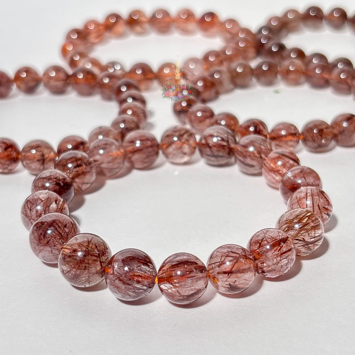 Copper Rutile Quartz Crystal Stretch Bracelet: Stone for Motivation and Energetic Movement