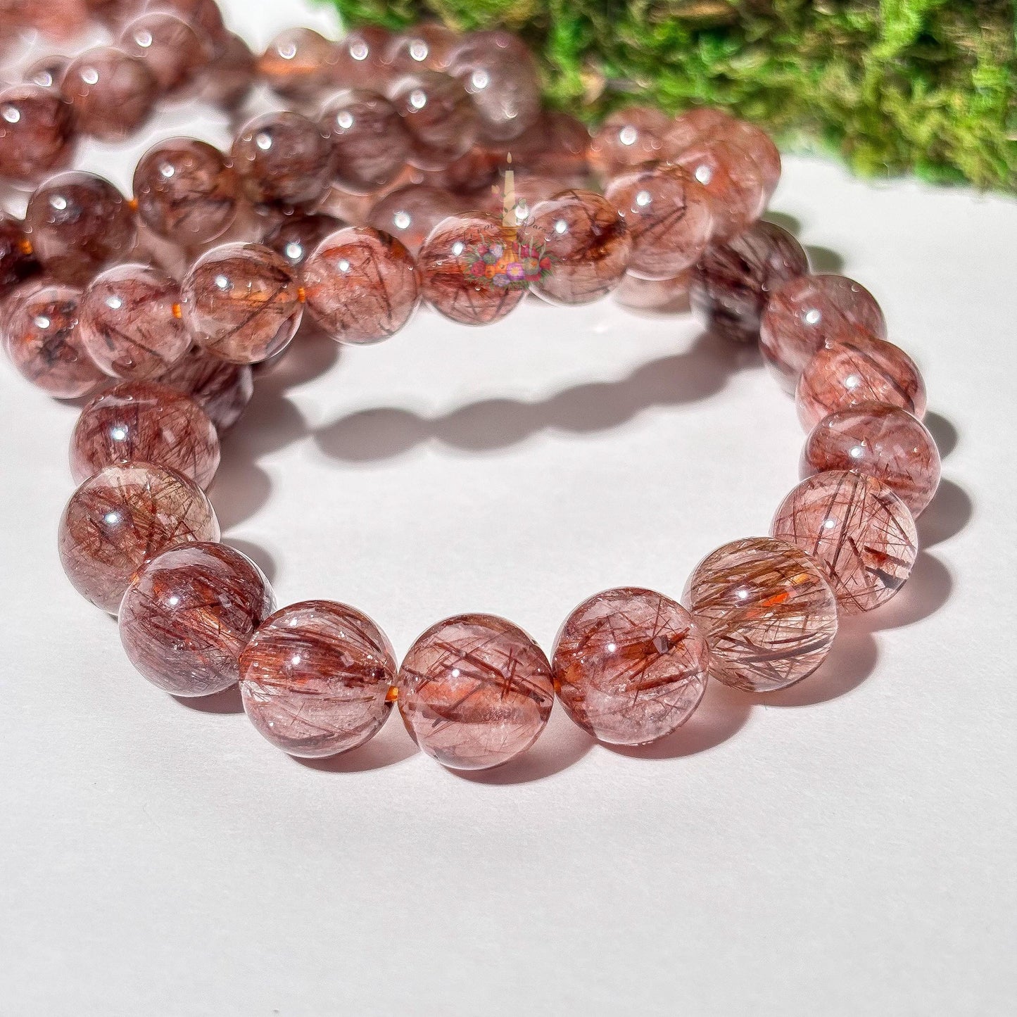 Copper Rutile Quartz Crystal Stretch Bracelet: Stone for Motivation and Energetic Movement