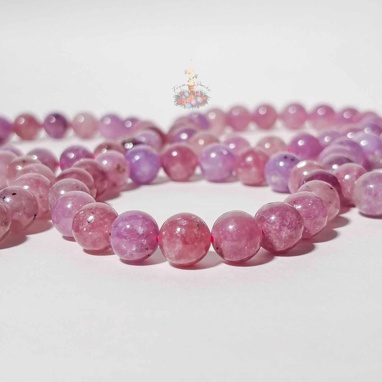 Purple Emerald Crystal Stretch Bracelet, Mica in Quartz Crystal Bracelet, Lepidolite in Clear Quartz Bracelet, 7mm 8mm 10mm