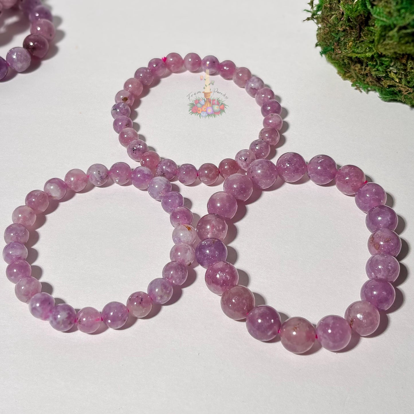 Purple Emerald Crystal Stretch Bracelet, Mica in Quartz Crystal Bracelet, Lepidolite in Clear Quartz Bracelet, 7mm 8mm 10mm