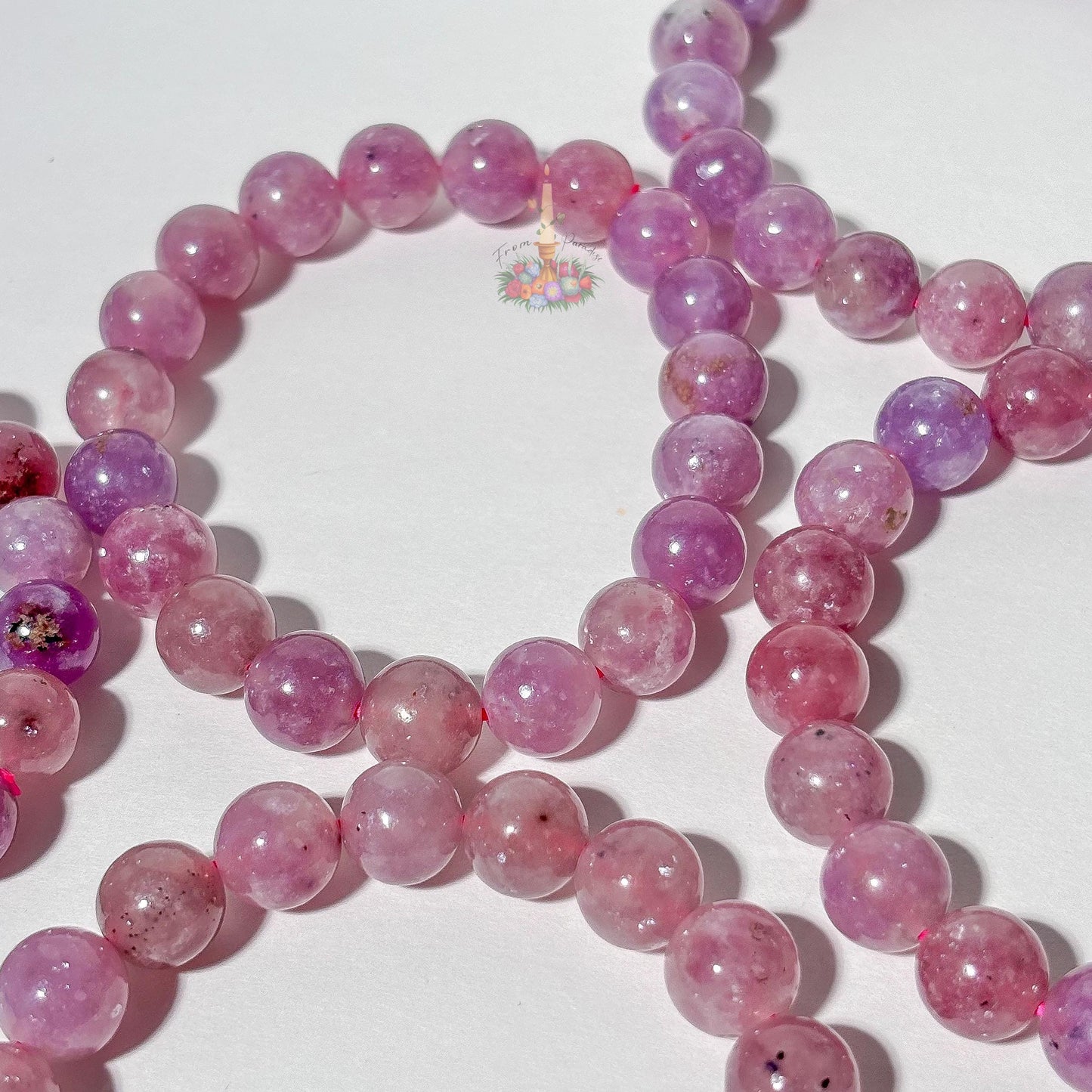 Purple Emerald Crystal Stretch Bracelet, Mica in Quartz Crystal Bracelet, Lepidolite in Clear Quartz Bracelet, 7mm 8mm 10mm