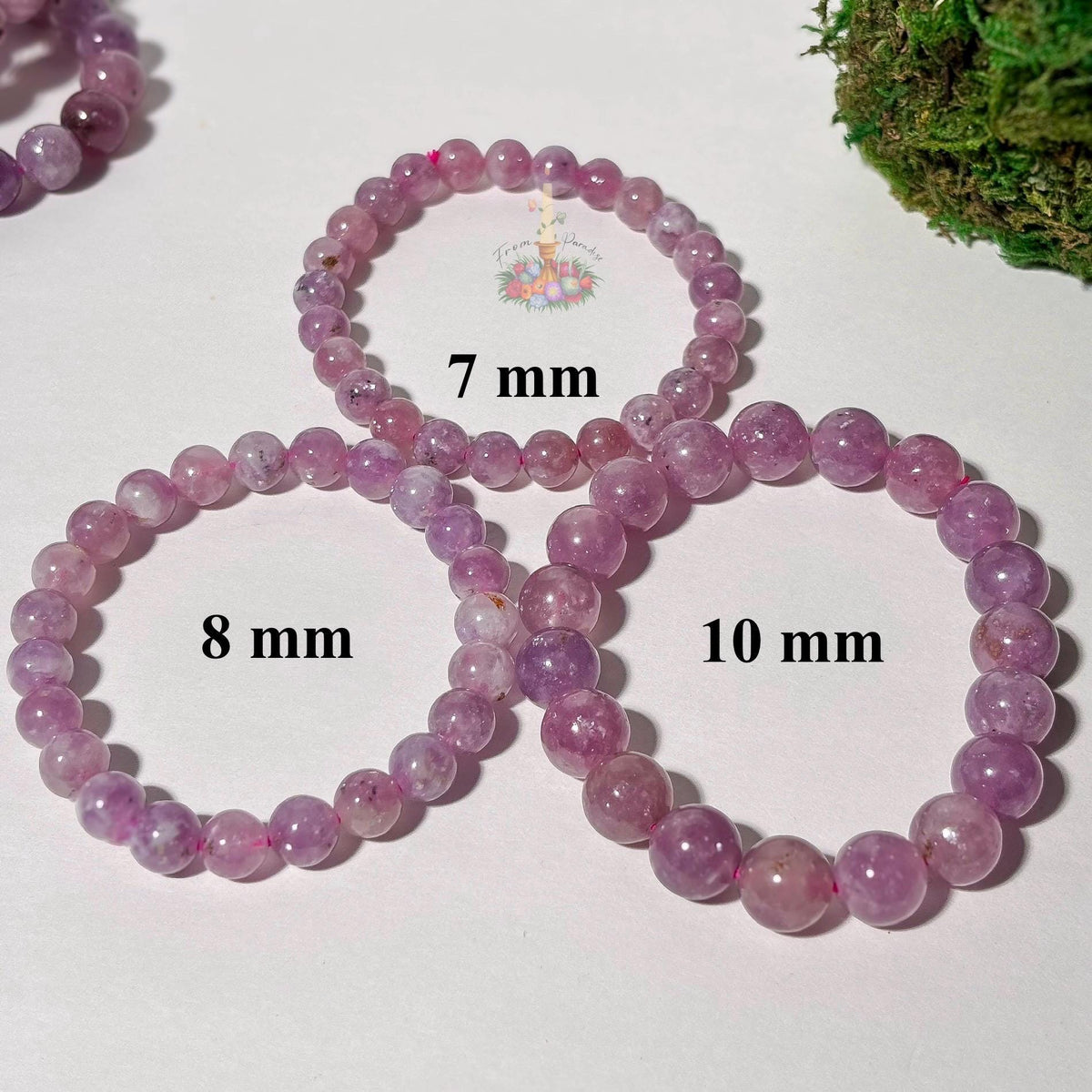 Purple Emerald Crystal Stretch Bracelet, Mica in Quartz Crystal Bracelet, Lepidolite in Clear Quartz Bracelet, 7mm 8mm 10mm