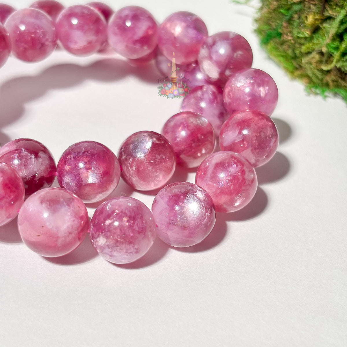 Purple Mica Lepidolite Crystal Stretch Bracelet, Mica in Quartz Crystal Bracelet, Lepidolite Mica in Clear Quartz Bracelet, 13mm