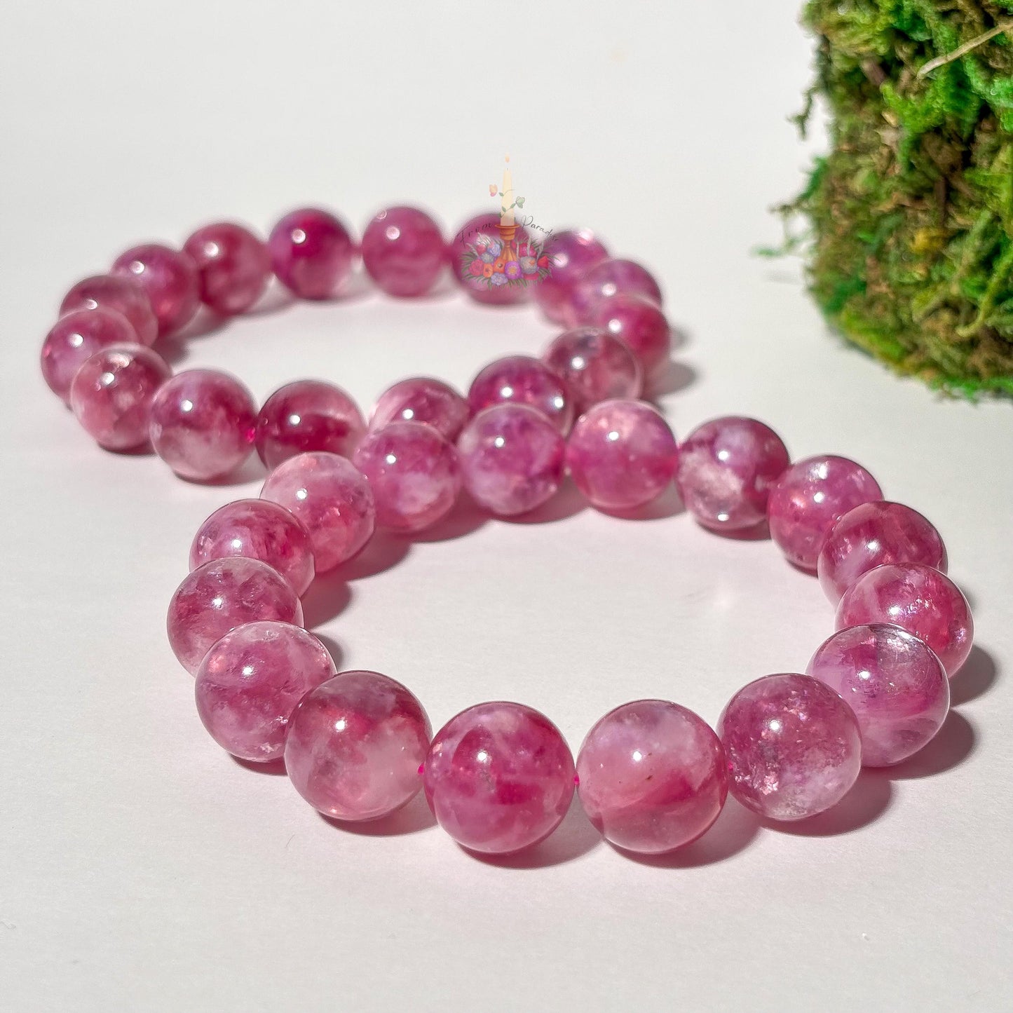 Purple Mica Lepidolite Crystal Stretch Bracelet, Mica in Quartz Crystal Bracelet, Lepidolite Mica in Clear Quartz Bracelet, 13mm