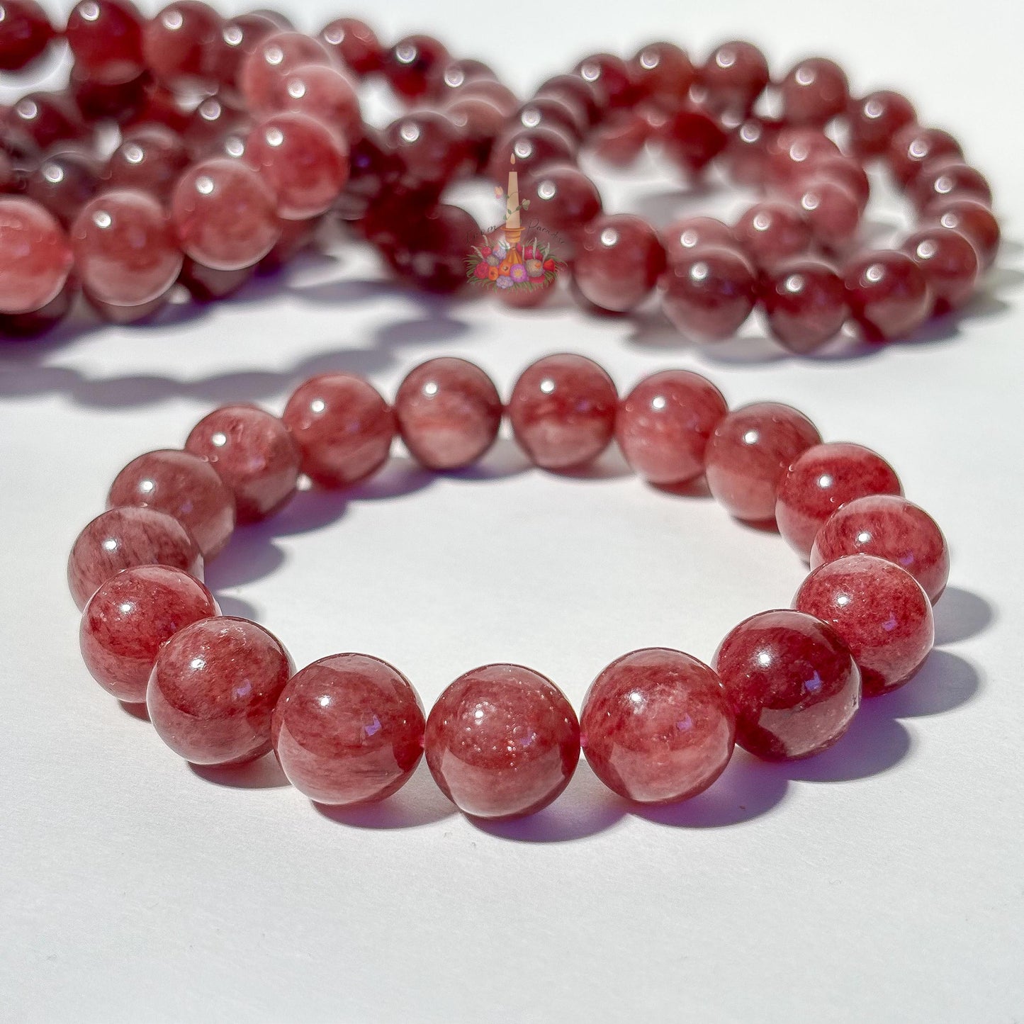 Strawberry Quartz Crystal Stretch Bracelet, Stone for 8mm 9mm 10mm 12