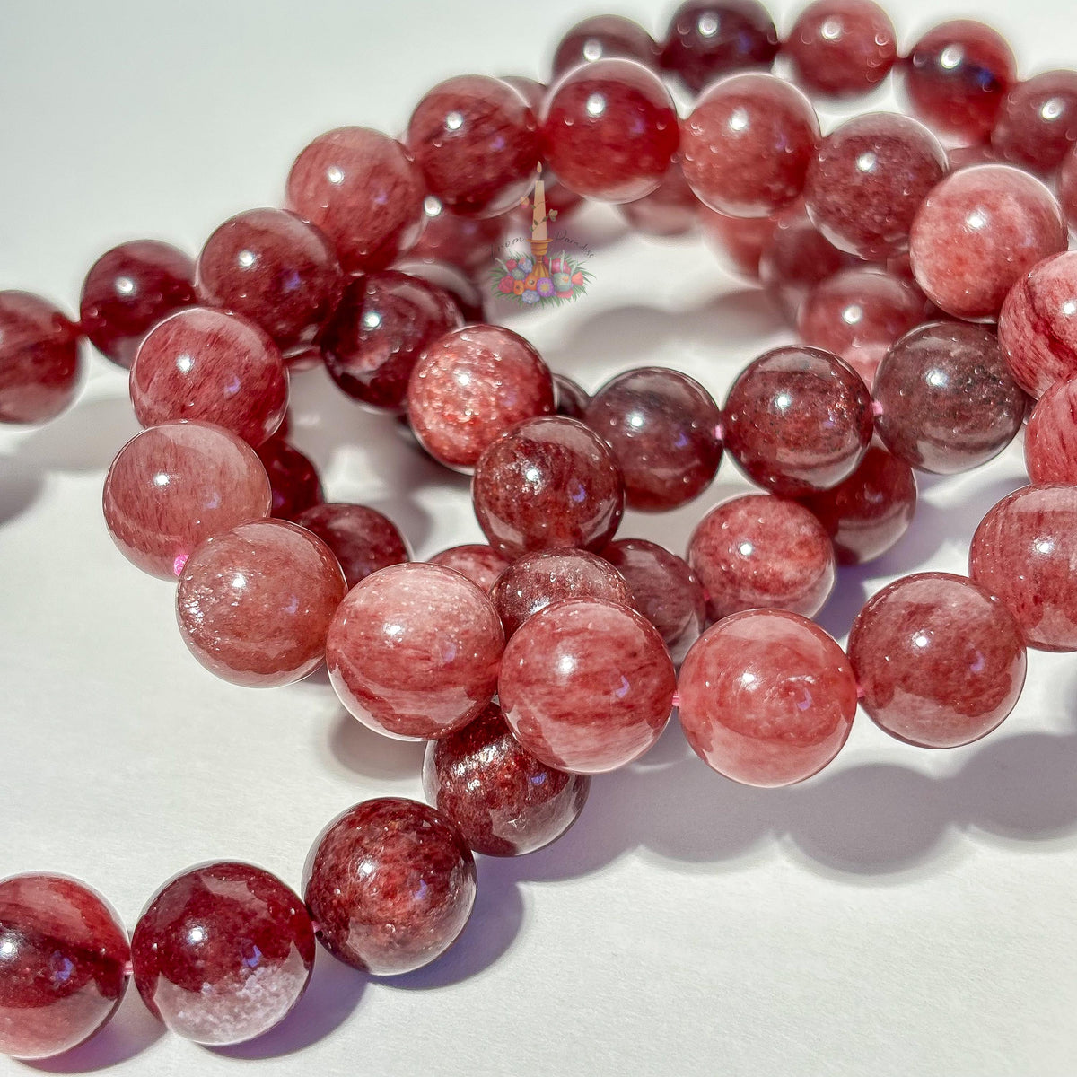 Strawberry Quartz Crystal Stretch Bracelet, Stone for 8mm 9mm 10mm 12