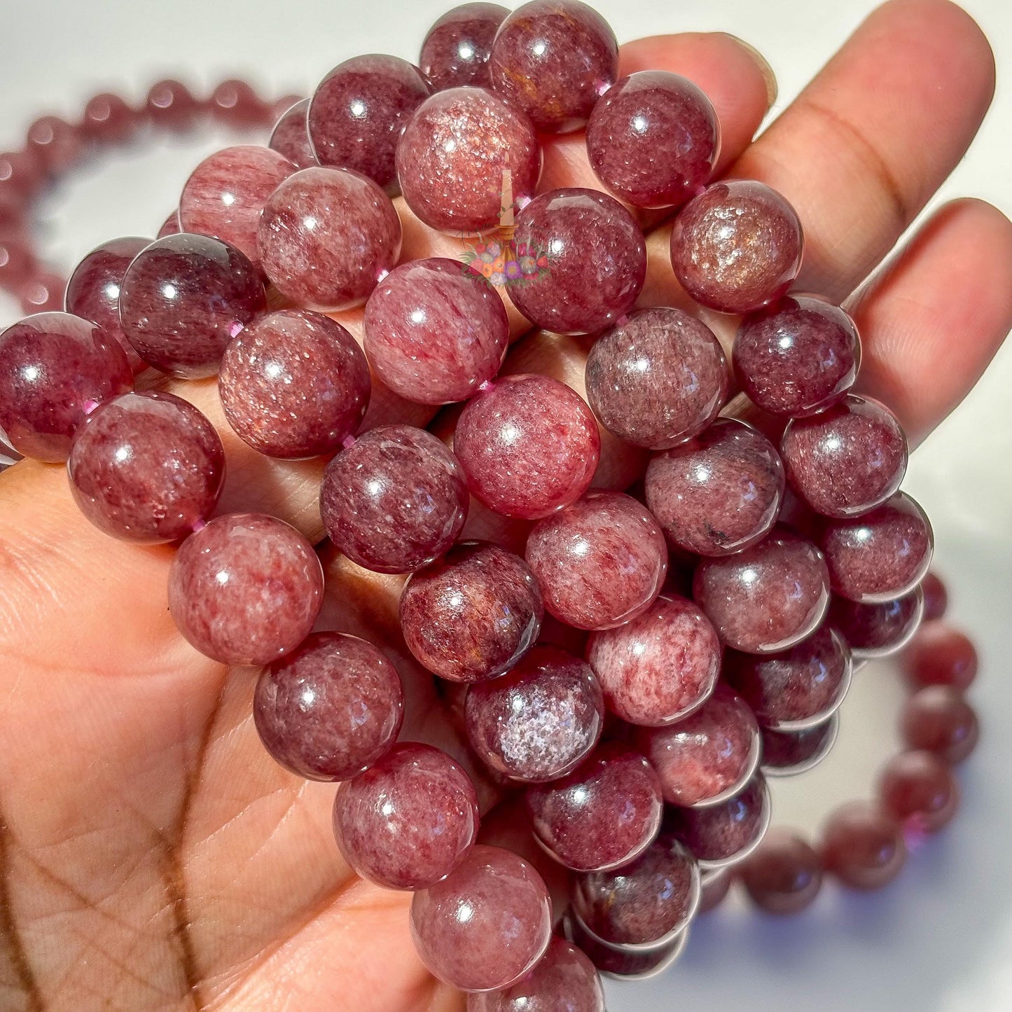 Strawberry Quartz Crystal Stretch Bracelet, Stone for 8mm 9mm 10mm 12