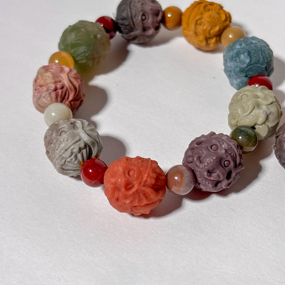 Alashan Agate Ganesh Motif Crystal Bracelet