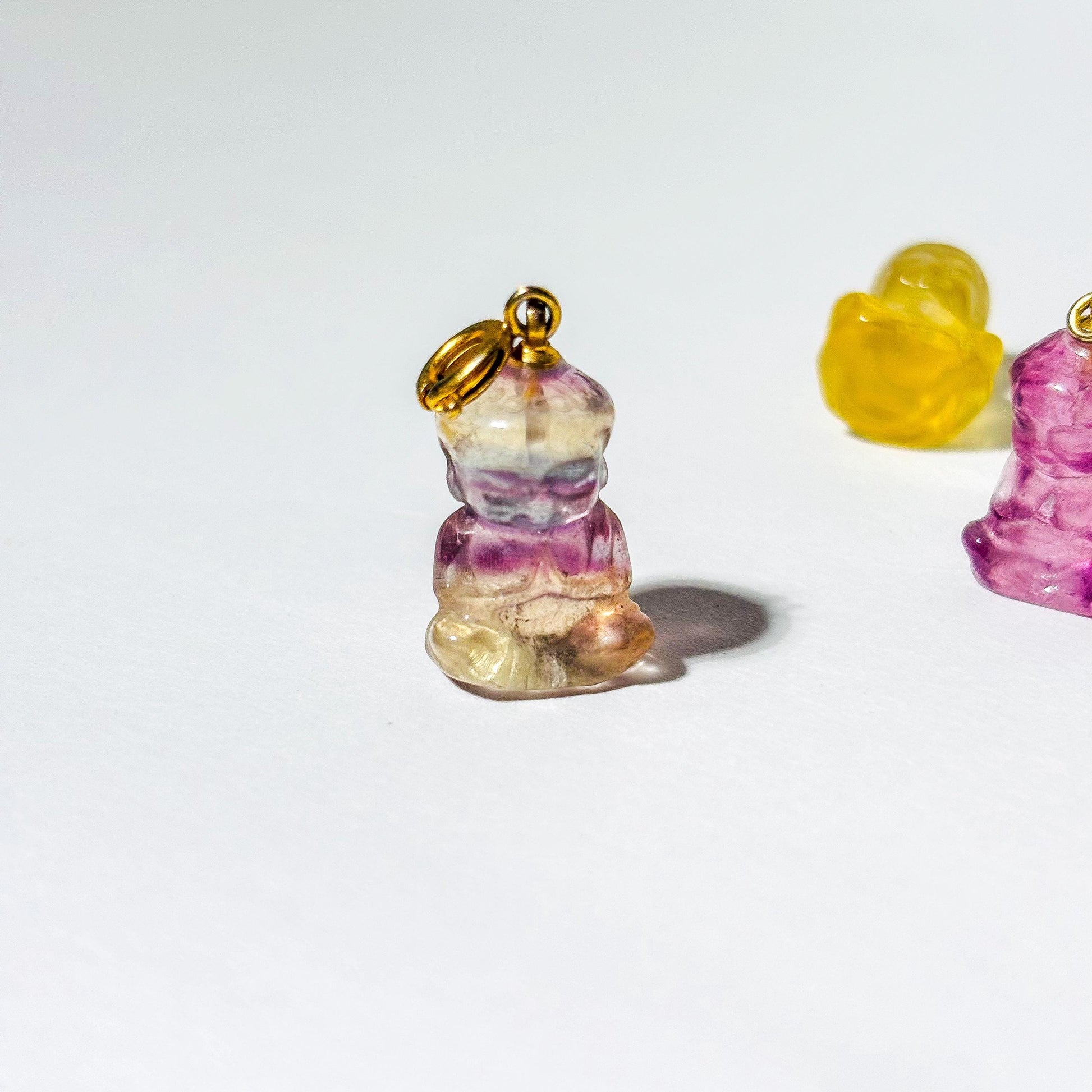 Fluorite Buddha Charm for Bracelet - Healing Crystal Jewelry