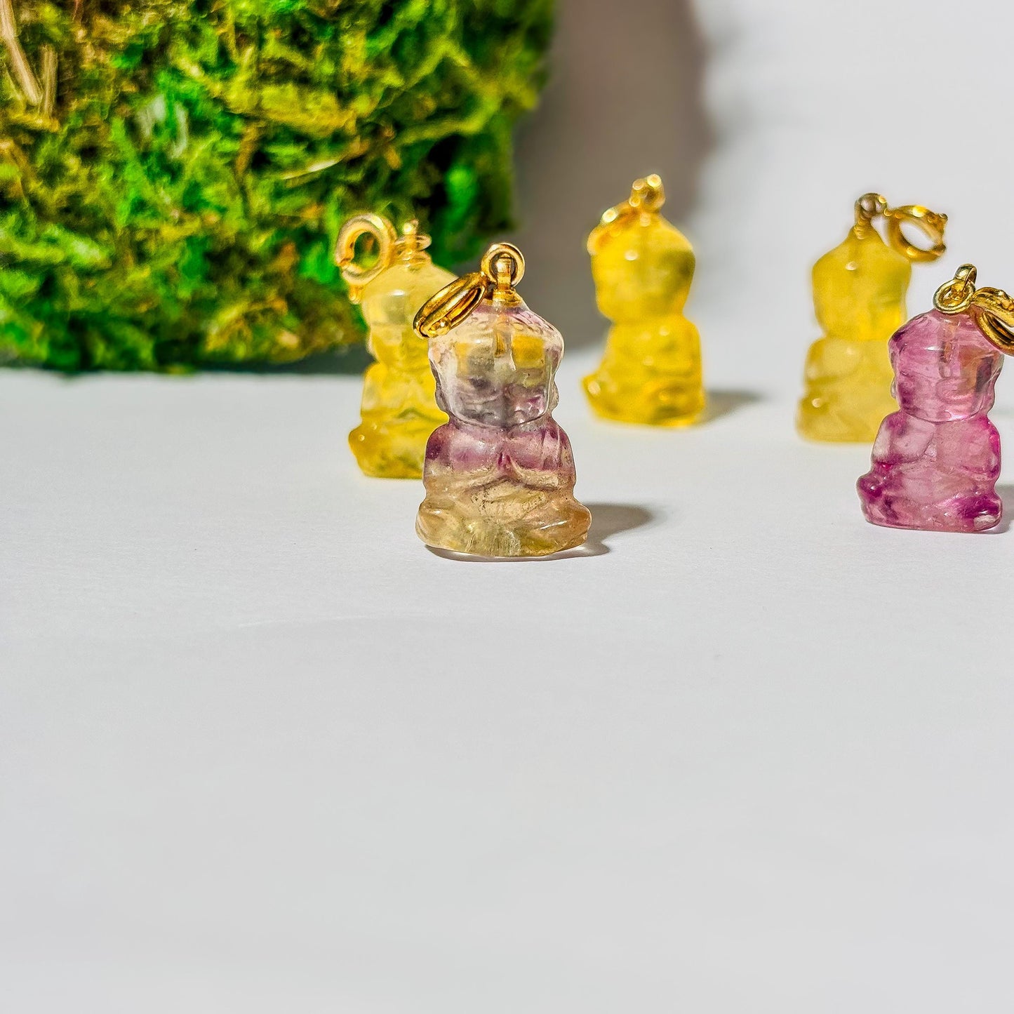 Fluorite Buddha Charm for Bracelet - Healing Crystal Jewelry