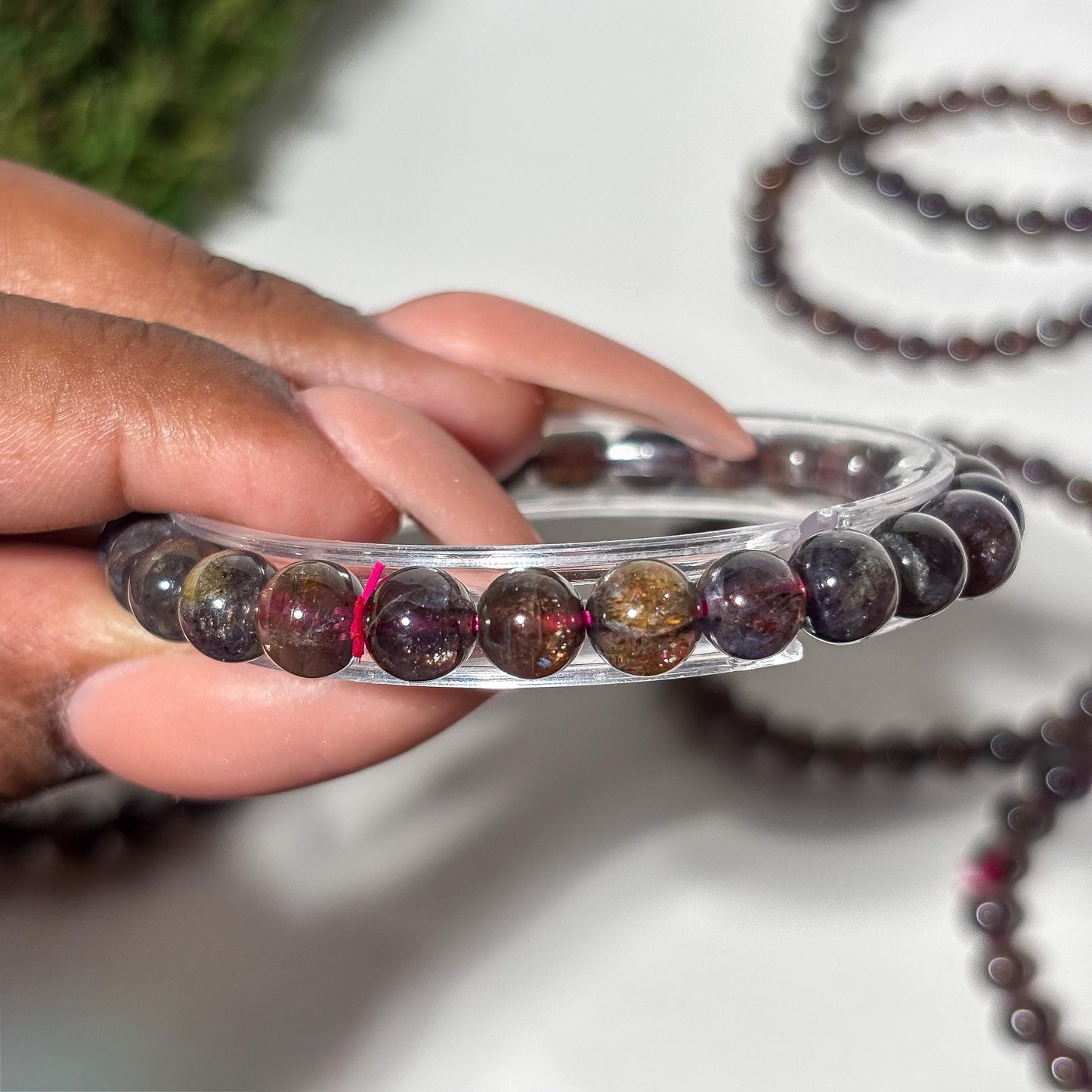 Bloodshot Iolite Sunstone Crystal Bracelet