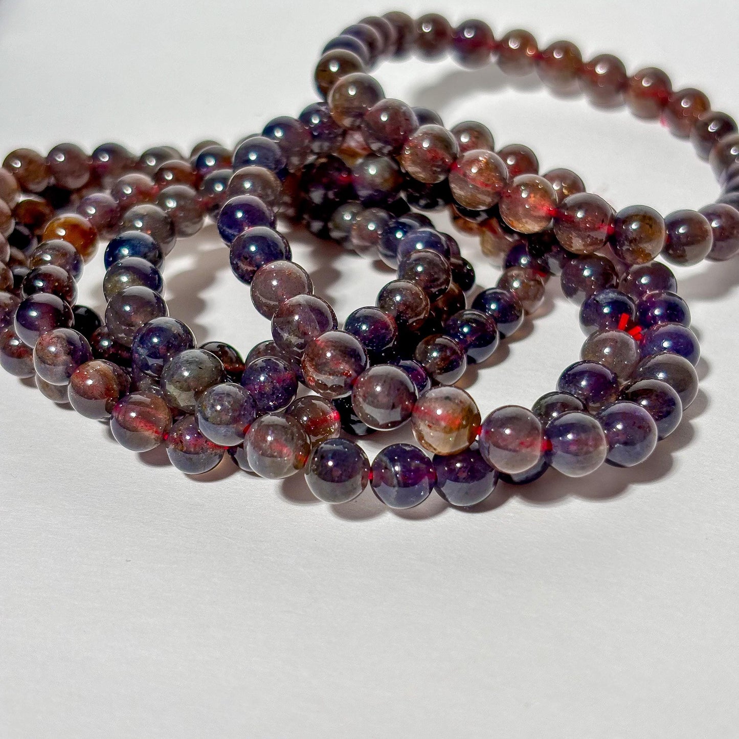 Bloodshot Iolite Sunstone Crystal Bracelet