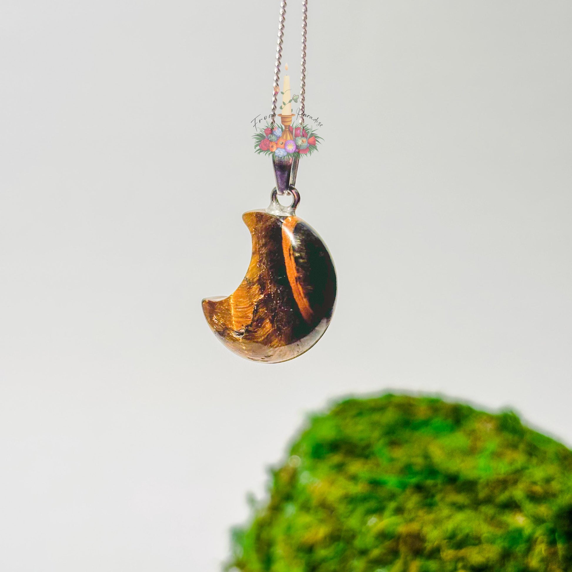 Crescent Moon Gemstone Pendant
