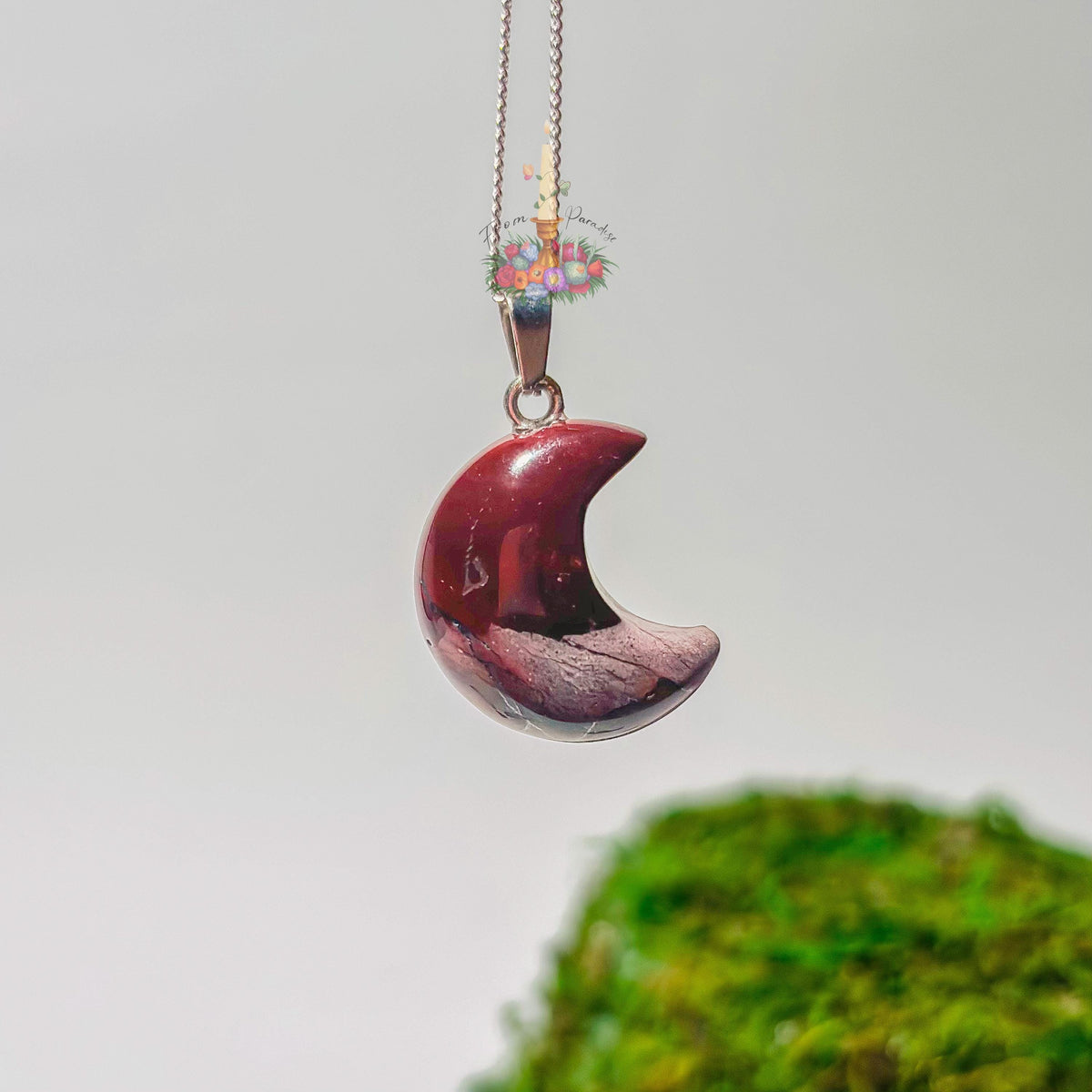 Crescent Moon Gemstone Pendant