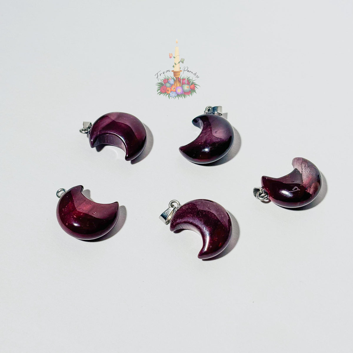 Crescent Moon Gemstone Pendant