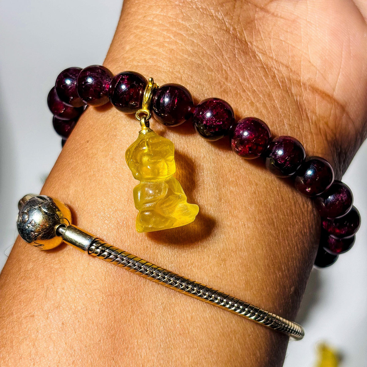 Fluorite Buddha Charm for Bracelet - Healing Crystal Jewelry