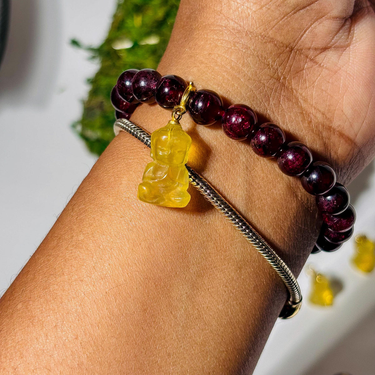 Fluorite Buddha Charm for Bracelet - Healing Crystal Jewelry