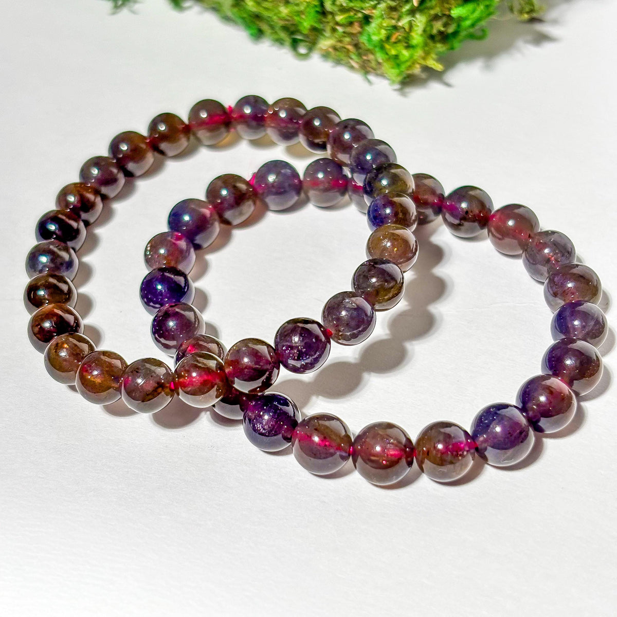 Bloodshot Iolite Sunstone Crystal Bracelet