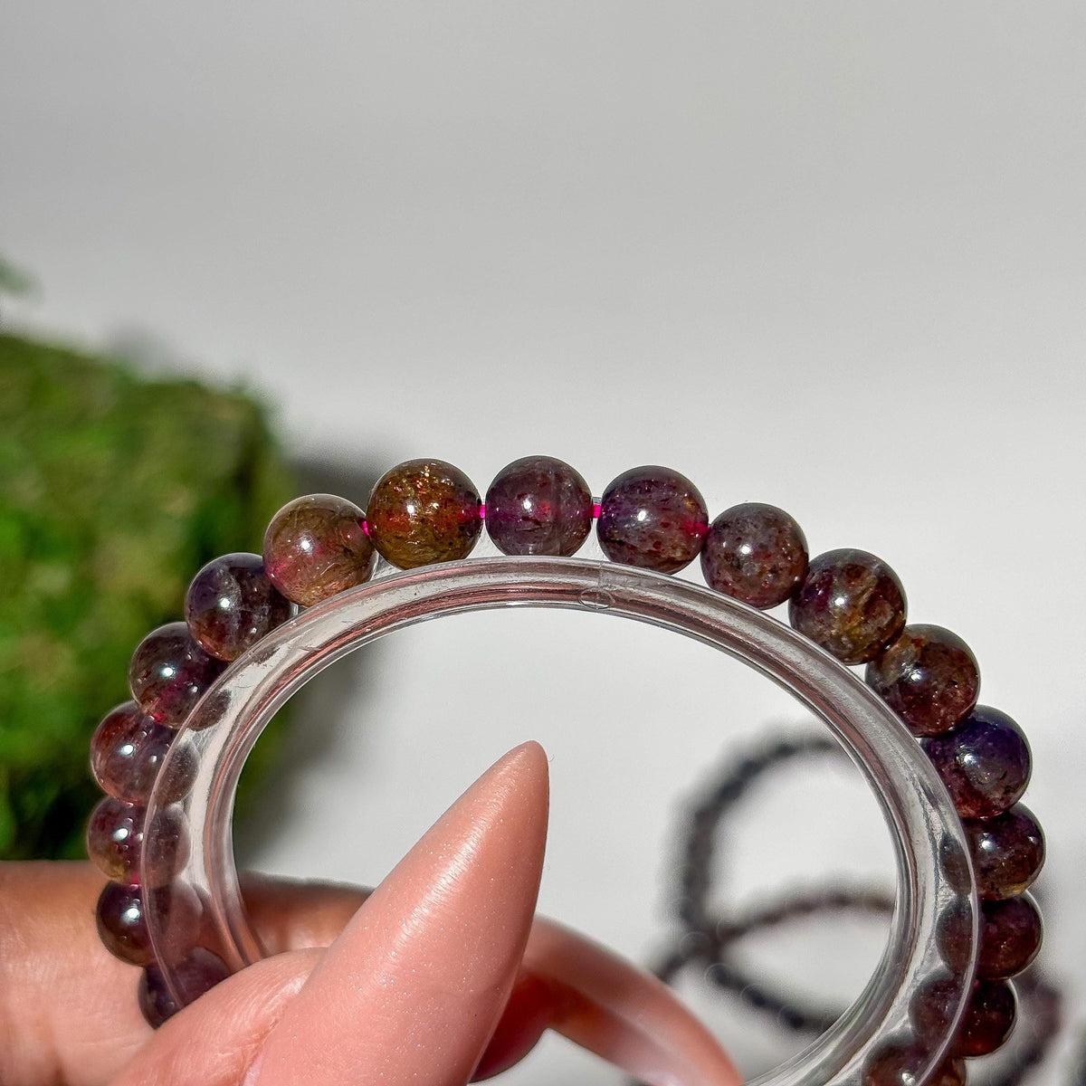Bloodshot Iolite Sunstone Crystal Bracelet