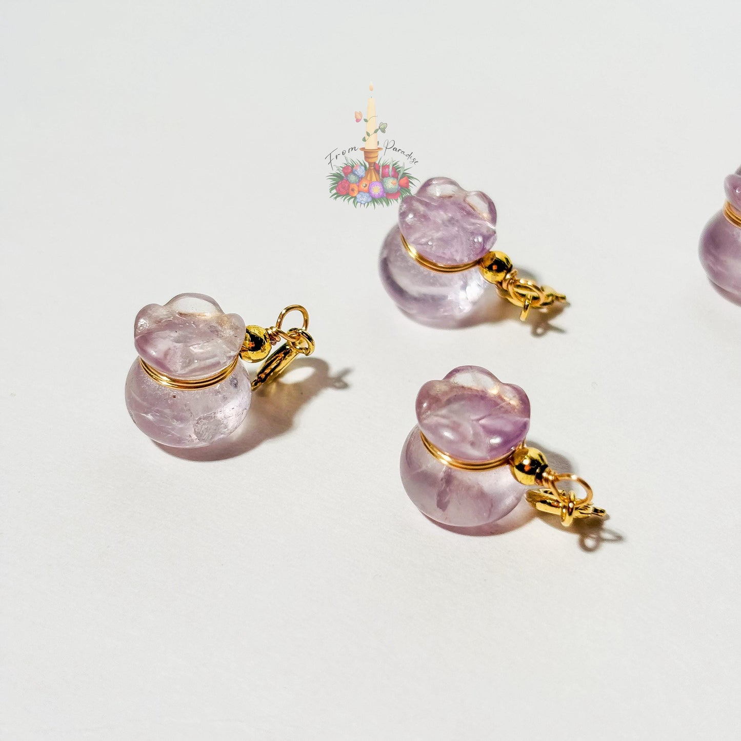 Lavender Amethyst Money Bag Charm, Natural Crystal Pendant for Bracelet or Necklace, February Birthstone Healing Stone Charm