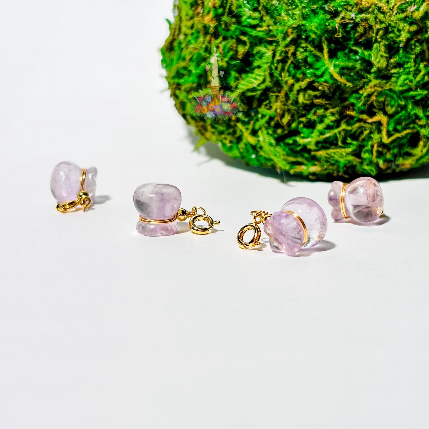 Lavender Amethyst Money Bag Charm, Natural Crystal Pendant for Bracelet or Necklace, February Birthstone Healing Stone Charm