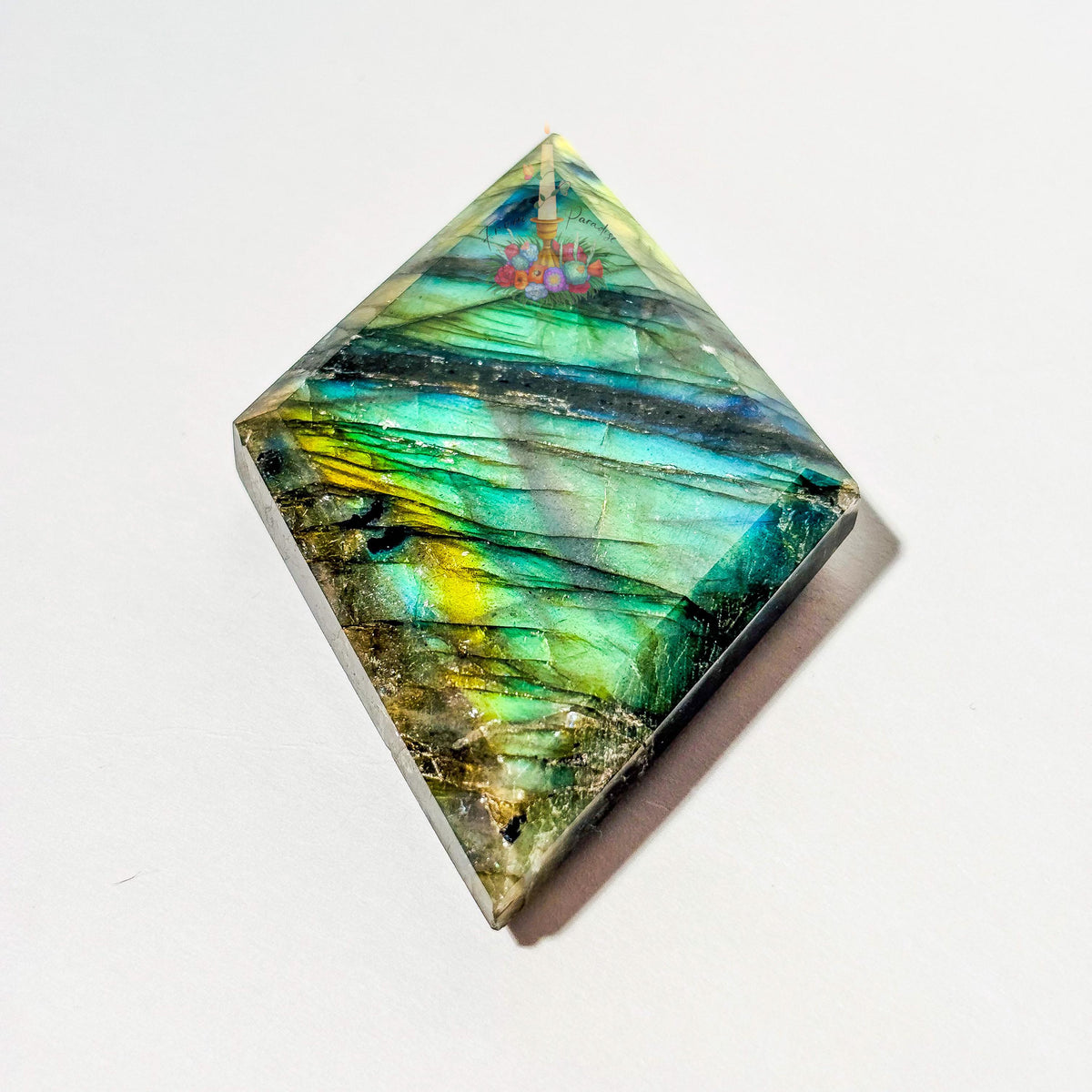 Carved Labradorite Rhombus Shape, Faceted Labradorite Stone with Flash, Natural Gemstone Pocket Crystal, Flashy Labradorite Palm Stone