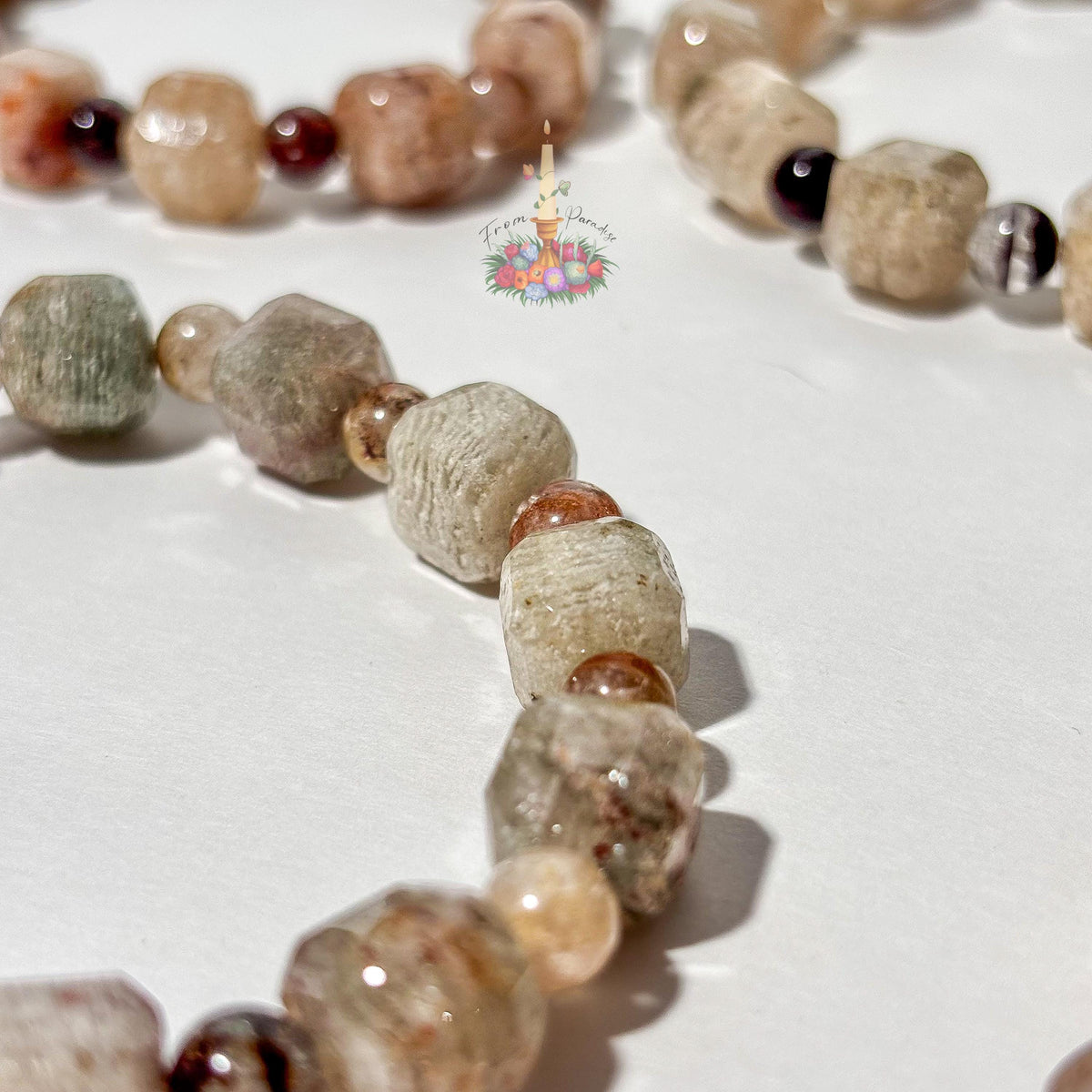 Thousand Layer Quartz Bracelet, Natural Garden Quartz Beads, Phantom Quartz Gemstone Jewelry, Dainty Inclusion Quartz Bracelet