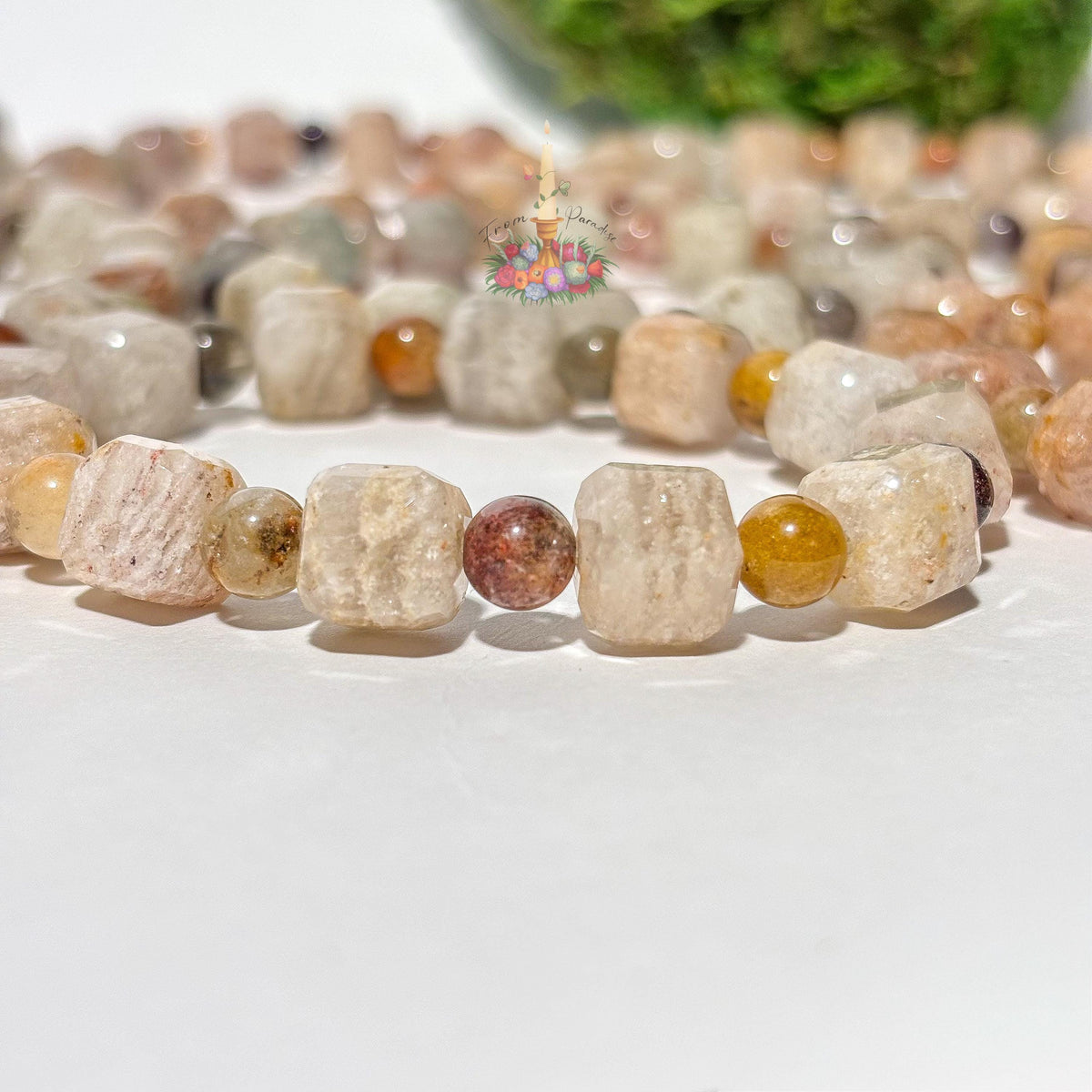 Thousand Layer Quartz Bracelet, Natural Garden Quartz Beads, Phantom Quartz Gemstone Jewelry, Dainty Inclusion Quartz Bracelet