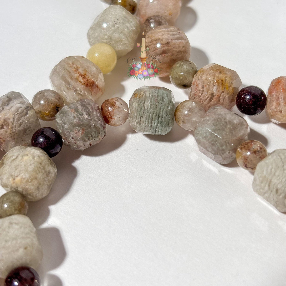 Thousand Layer Quartz Bracelet, Natural Garden Quartz Beads, Phantom Quartz Gemstone Jewelry, Dainty Inclusion Quartz Bracelet