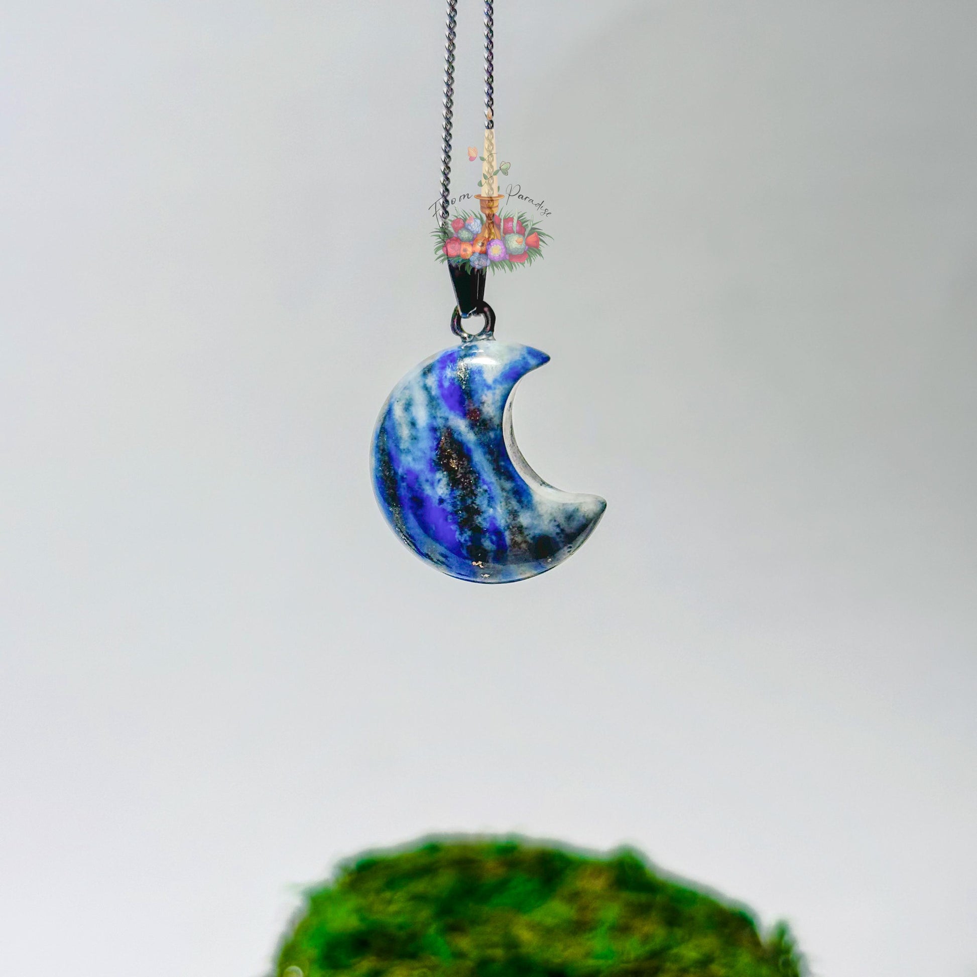 Crescent Moon Gemstone Pendant