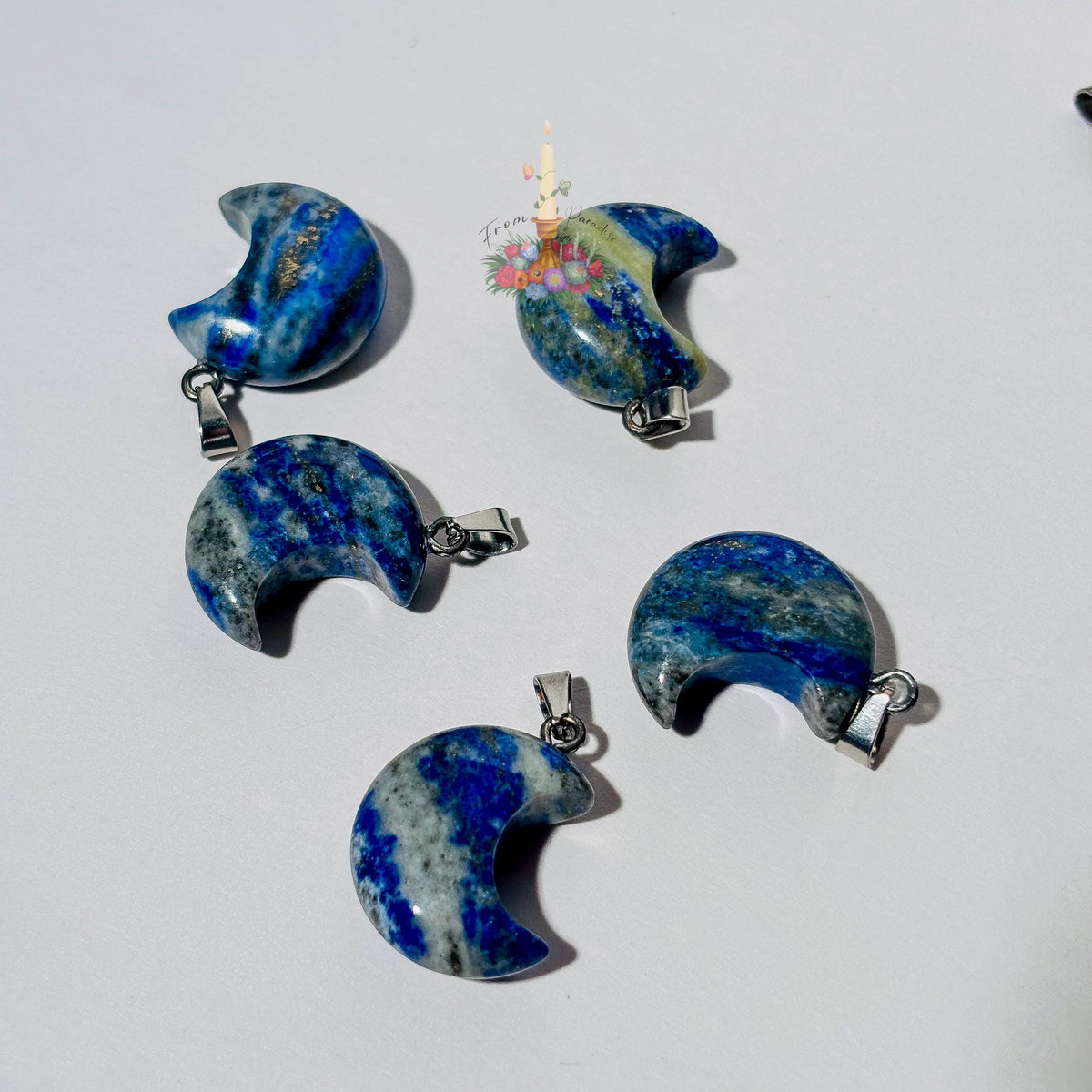 Crescent Moon Gemstone Pendant