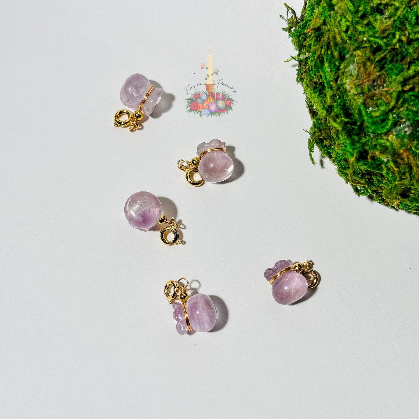 Lavender Amethyst Money Bag Charm, Natural Crystal Pendant for Bracelet or Necklace, February Birthstone Healing Stone Charm