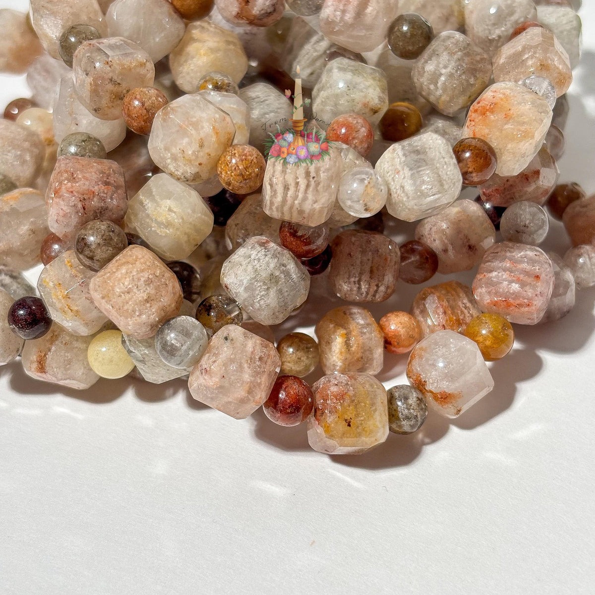 Thousand Layer Quartz Bracelet, Natural Garden Quartz Beads, Phantom Quartz Gemstone Jewelry, Dainty Inclusion Quartz Bracelet