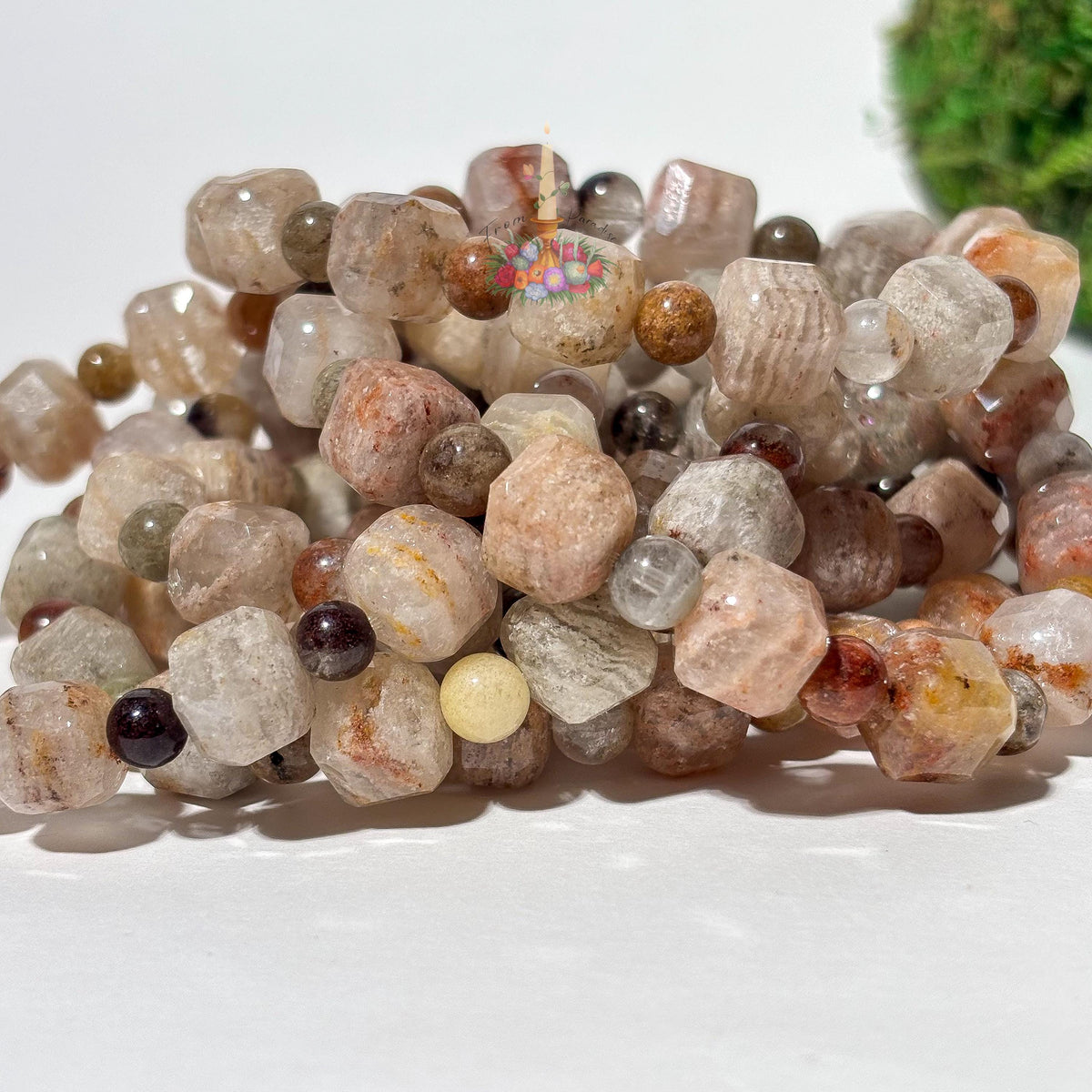 Thousand Layer Quartz Bracelet, Natural Garden Quartz Beads, Phantom Quartz Gemstone Jewelry, Dainty Inclusion Quartz Bracelet
