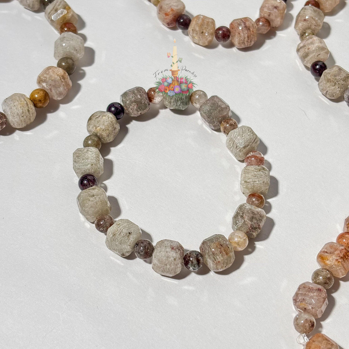 Thousand Layer Quartz Bracelet, Natural Garden Quartz Beads, Phantom Quartz Gemstone Jewelry, Dainty Inclusion Quartz Bracelet