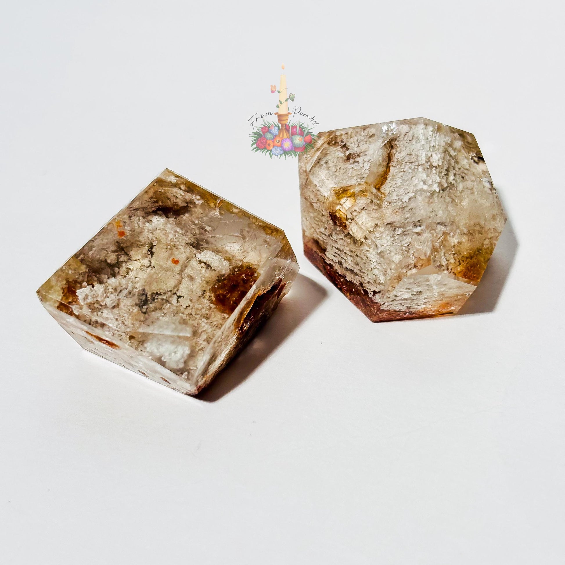 Natural Garden Quartz Polished Crystal, Lodolite Scenic Quartz Freeform, Landscape Inclusion Gemstone Display, Unique Crystal Gift